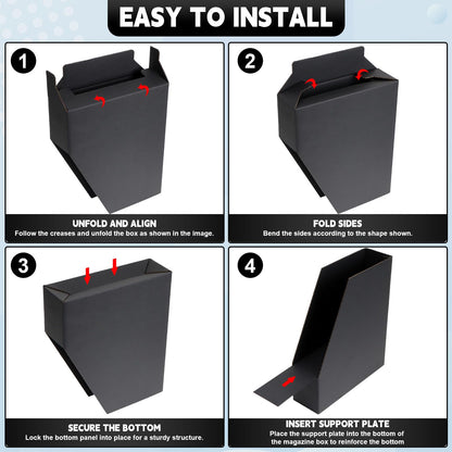 YOTINO Black Magazine Holder, 6 Pack Cardboard Magazine File Holders, Vertical Desktop File Holder Organizer, Sturdy Magazine Rack for Office, Home and Classroom
