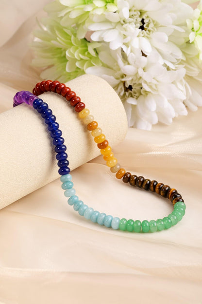 Jovivi 5x8mm 7 Chakra Natural Rondelle Stone Beads,Polished Semi Precious Gemstone Abacus Bead,Genuine Real Healing Crystals Bead for Bracelet Necklace Jewelry Making