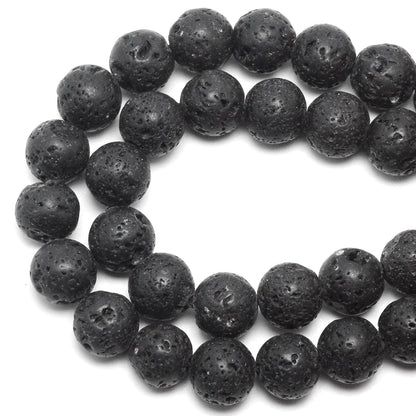 DIQIO Natural Lava Beads for Jewelry Making - Stone Beads Gemstone Beads for Bracelets, 6mm Black Lava Round Loose Beads(58-60pcs, 6mm, Lava)