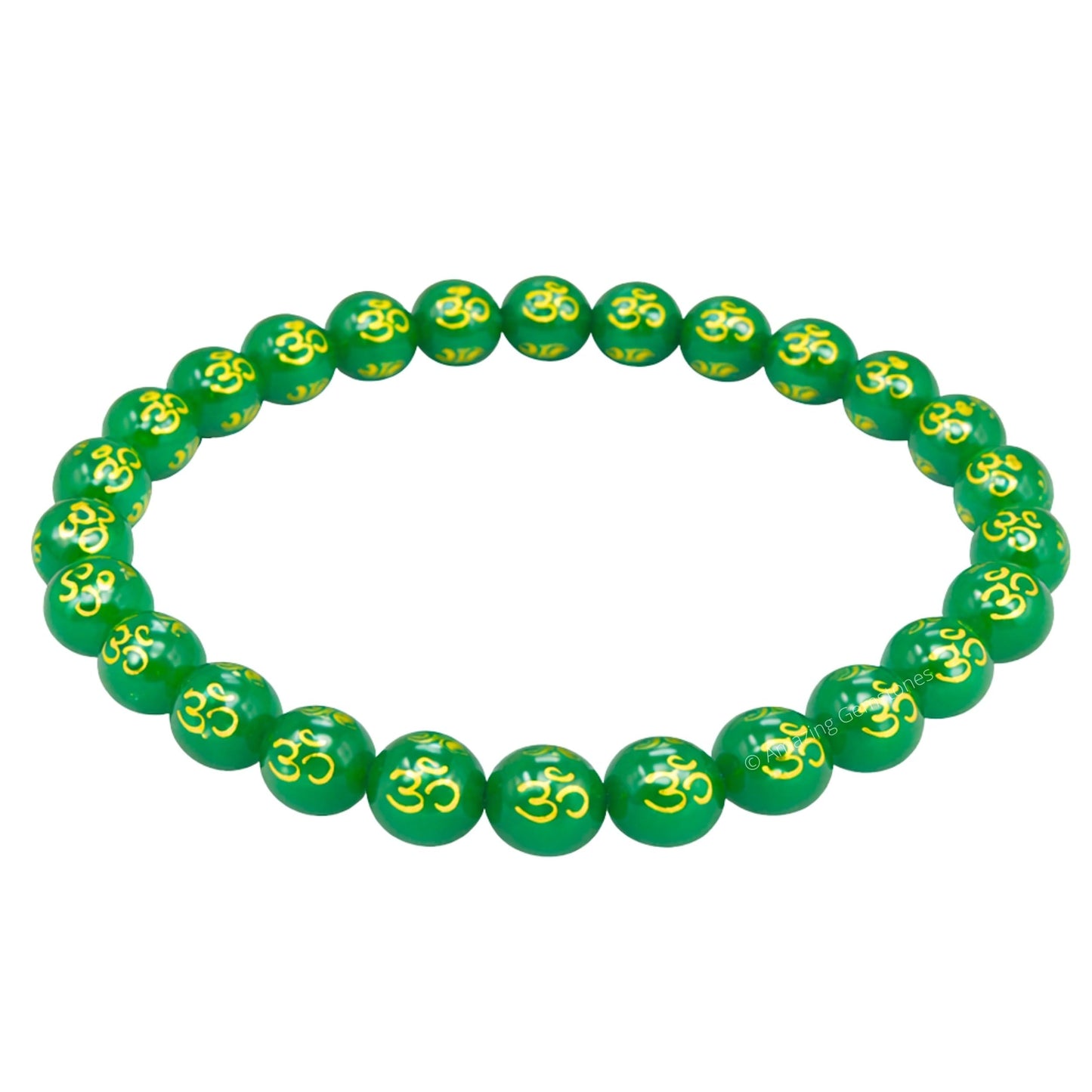 Amazing Gemstone Crystal Bracelet for Women Men's Gifts - Protection Healing Crystal Bracelet - 8mm Gemstone Beaded Stretchable Bracelet Pulseras Para Hombres Mujer Stocking Stuffers Mothers Day Gift (OM Green Agate)