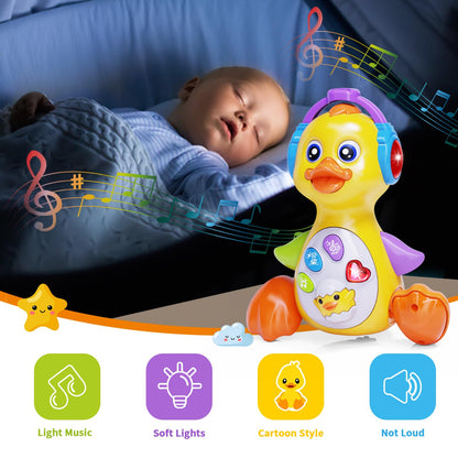 Wanonoo Dancing Duck Baby Toys 6-12 Months Developmental, Musical Crawling Infant Tummy Time 3 4 5 6 7 8 9 10 11 12 18 Month Boy Girl Moving Light Up Toddler Learning Activity Easter Birthday Gift