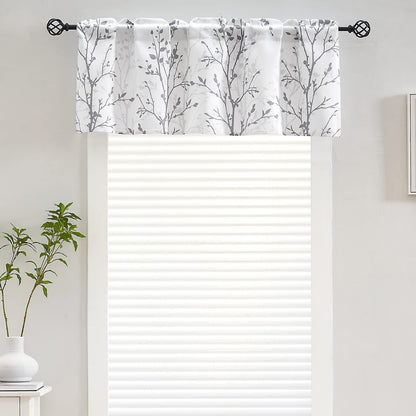Luvyohmee Tree Branch Printed Curtain Valance, 18 inches Long Window Treatment Valance, Grey Window Valances for Kitchen, Bathroom, Dining Room, Living Room, Bedroom and Kid’s Room,1 Panel
