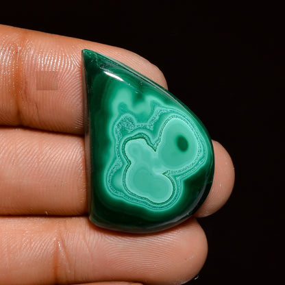 Natural Malachite Gemstone- Healing Crystals for DIY Jewelry Making -Loose Natural Cabochon -Perfect for Crafting Unique Jewelry Designs (5 pcs, 25-35 mm)