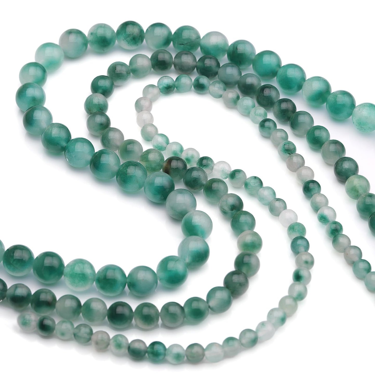 6mm Natural Stone Beads 65pcs Flower Jade Polished Round Smooth Crystal Loose Gemstone Beads for Jewelry Making DIY Bracelet Necklace Earring Crafts Supplies
