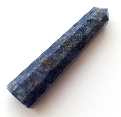 WholesaleGemShop 3 Inch Sodolite Gemstones Obelisk Tower Jumbo Facet Aura Rock Crystal Natural Polished Earth Wand Spirit
