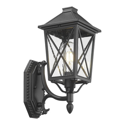 Darkaway Outdoor Wall Light Fixture,Outside Porch Lights Wall Mounted Seeded Glass Exterior Waterproof Lantern Modern E26 Socket Wall Sconce Lighting for Front Door Yard Patio