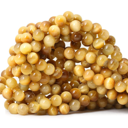 CHEAVIAN 45PCS 8mm Natural Golden Tiger Eye Stone Round Loose Beads for Jewelry Making DIY Bracelet Necklace Materials 1 Strand 15"