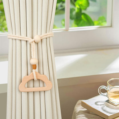 TMAOMU 2 Pack Wooden Curtain Tiebacks - Animal Shaped Hand Carved Drapery Holdbacks, Decorative Window Accessories for Living Room, Bedroom (2, Clouds)