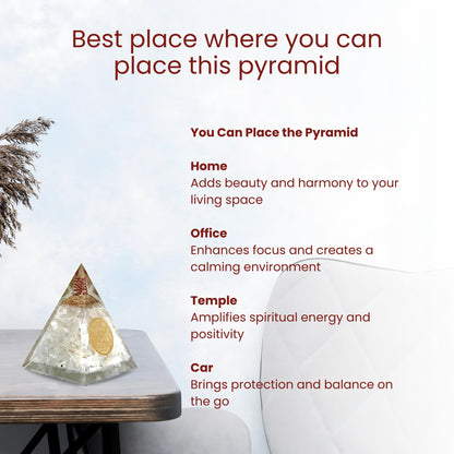 Orgone Selenite Pyramid with Flower of Life – Handmade Orgonite Energy Generator for Meditation, Reiki Healing & Positive Energy