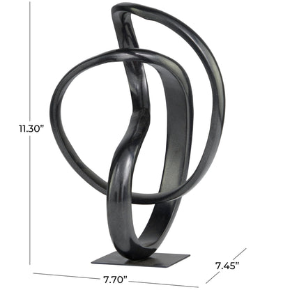 Deco 79 Aluminum Metal Abstract Decorative Sculpture Home Decor Statue, Accent Figurine 8" x 7" x 11", Dark Gray