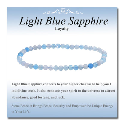 MASSIVE BEADS Natural Genuine Gemstone Beads Healing Crystal Chakra Reiki Jewelry Faceted Round Beads Bracelets (Light Blue Sapphire, 3mm)