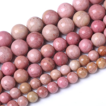 90PCS 4MM Rhodonite Beads Natural Gemstone Round Stone Beads for Jewelry Making DIY Energy Stone Healing Power Bracelet 15"