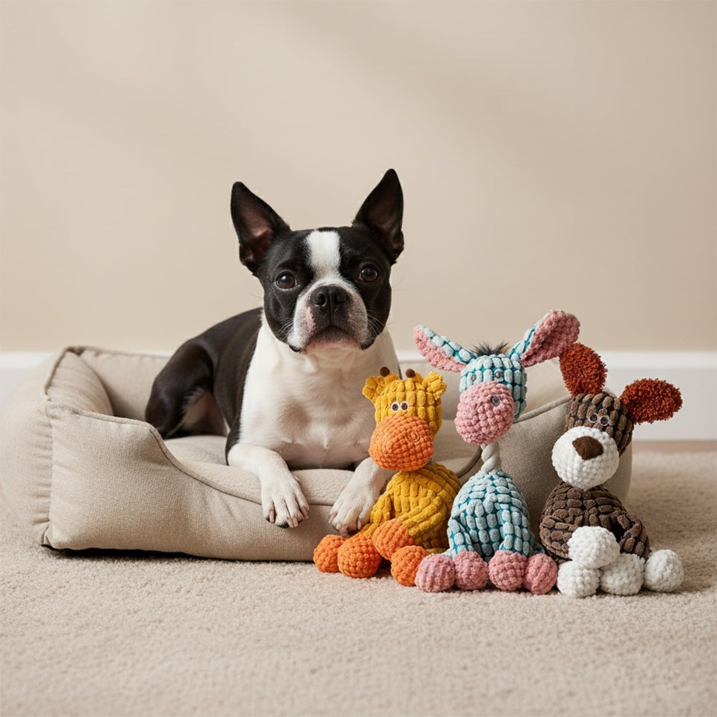 Zagrine 3-Pack Squeaky Dog Toys,Durable Stuffed Animal Plush Dog Toys with Squeak Sounds to Keep Dogs Busy,Tough Cute Puppy Toys for Small,Medium,and Large Dogs