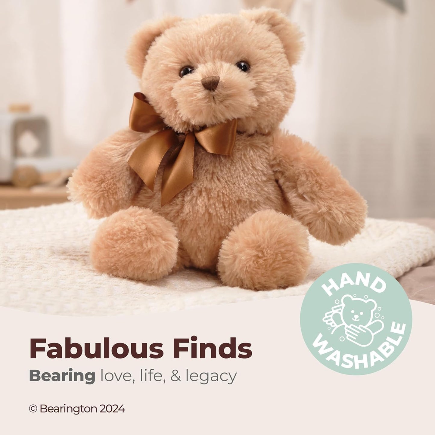 Bearington Lil' Honey Teddy Bear Stuffed Animal - 12" Brown Plush Bear Toy with Soft Fur and Classic Design - Washable Teddy Bears for Girls - Adorable Gift for Kids, Babies, and Animal Lovers