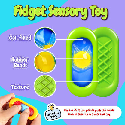 Sensory Marble Fidget for Kids Adults- 12 Park Gel Filled Quiet Fidget for Student Classroom Prize, Texture Autism Sensory Toys, Silent Stress Squishy Worry Stones, Squeeze Gifts for Teens Adults