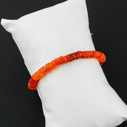CRYSTALIS Natural Carnelian Beaded Bracelet, Facet Wheels, Elegant Beads Crystal, Chakra Bracelet, Healing Bracelet, Gemstone Jewelry, 925 Sterling Silver 8 inch