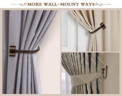 KAMANINA Curtain Holdbacks for Wall, Bronze Curtain Tiebacks Wall Mounted, Curtain Hooks Holders for Drapes, Modern Cap Finials (2 Pack)