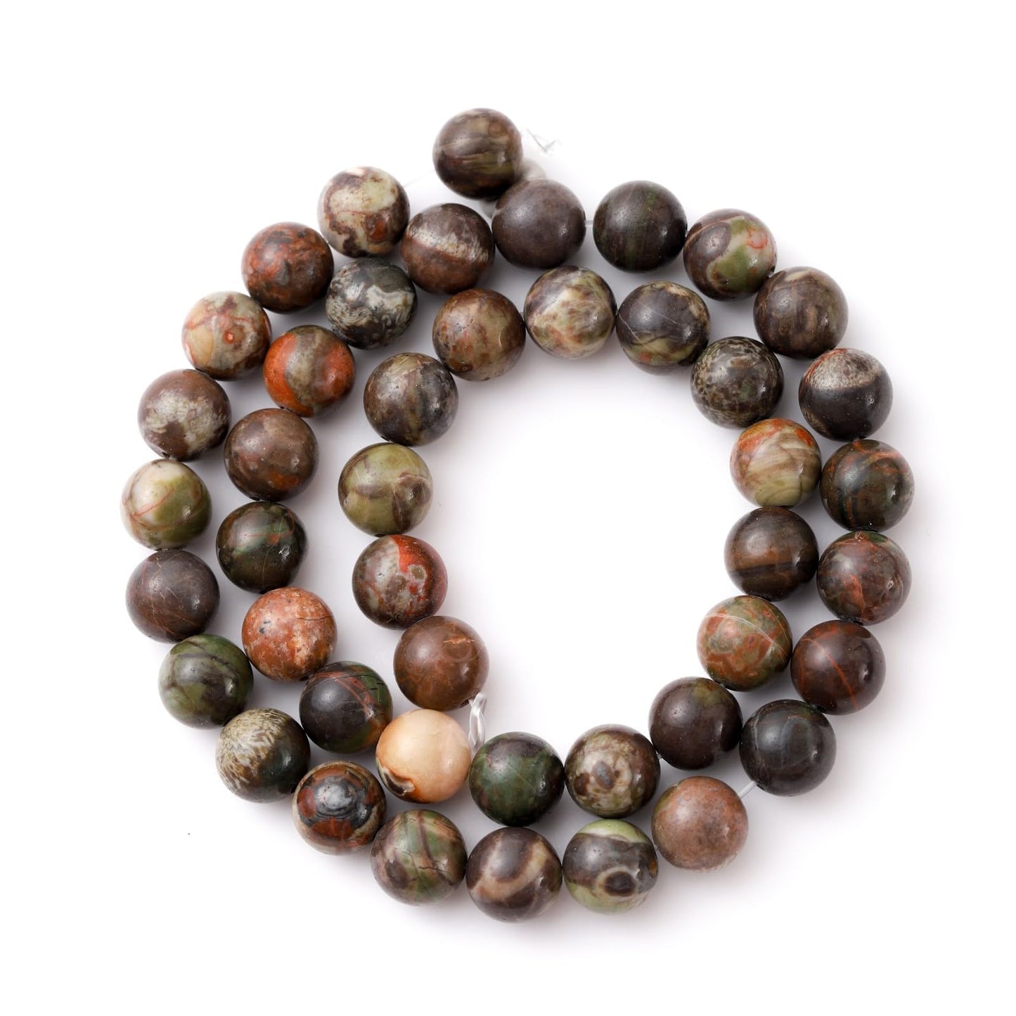 8mm 45pcs DIY Natural Flower Agate Stone Beads Round Healing Crystal Gemstone Loose Beads for Jewelry Making Handmade Bracelet Necklace