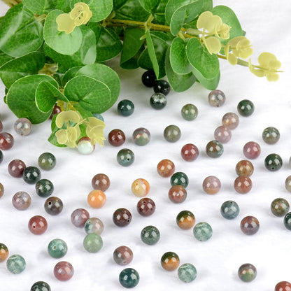 CMBYN 4mm 200pcs Natural Stone Round Beads Indian Agate Genuine Stone Beading Loose Gemstone DIY Charm Smooth Beads for Bracelets Necklaces Earrings Hole Size 1mm (Indian Agate 4mm)