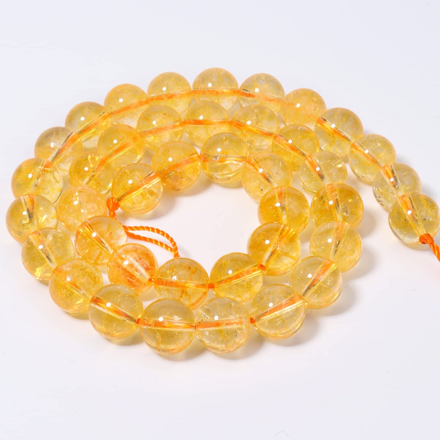 60pcs 6mm Natural Citrine Gemstone Energy Healing Crystal Round Loose Stones for Jewelry Making, DIY Bracelets Necklaces
