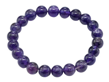 Amazing Gemstone Crystal Bracelet for Women Men's Gifts - Protection Healing Crystal Bracelet - 8mm Gemstone Beaded Stretchable Bracelet Pulseras Para Hombres Mujer Stocking Stuffers Mothers Day Gift (Amethyst)