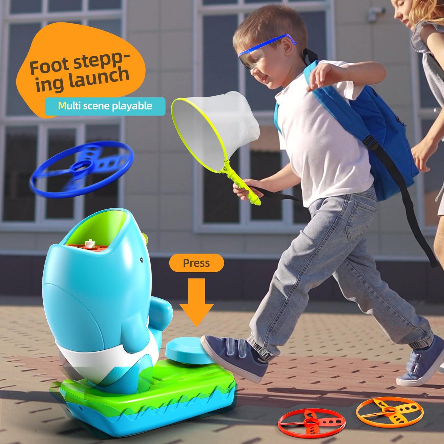 WATUDOU 24 PCS Flying Disc Launcher Outdoor Indoor Game Toys Gifts for 3 4 5 6 Year Old Kids, Outdoor Outside Game Toys for Kids Boys Ages 3-5 4-8, Ideal 3 4 5 6 Year Old Boys Birthday Gifts