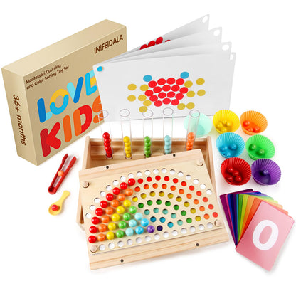 INIFEIDALA Montessori Apple Picking Magnetic Tree Toy-Wooden Peg Board Bead Game