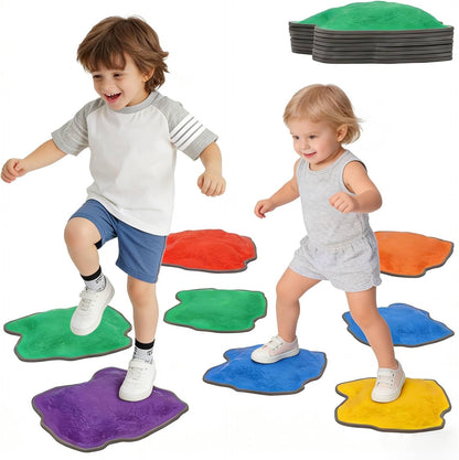Non-Slip Stepping Stones for Kids 8pcs Plastic Balance Beam Obstacle Course for Promoting Children's Coordination Skills Sensory Play Equipment Indoor & Outdoor Play Toddler Ages 3 Years+