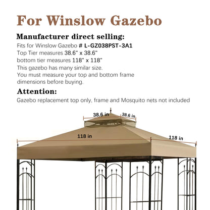SCOCANOPY Gazebo Replacement Cover Top Fit for Winslow Gazebo (10X10 FT) Modle # L-GZ038PST-3A, (Beige)