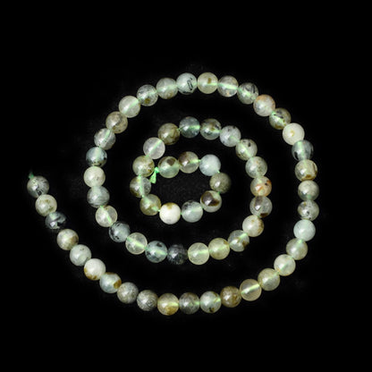 CHEAVIAN 60PCS 6mm Natural Prehnite Gemstone Smooth Surface Round Loose Beads for Jewelry Making 1 String 15 Inches