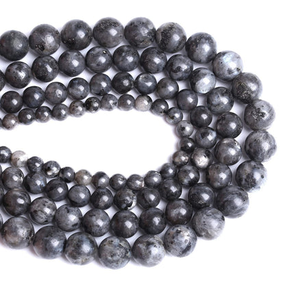 Natural Black Labradorite Stone Beads Round Larvikite Beads for Jewelry Making DIY Bracelet 8mm 45pcs 15" Strand Wholesale (Black Larvikite Labradorite Beads, 8mm)