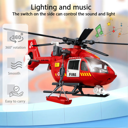 Fire Rescue Helicopter Toys for Boys with Hanging Basket Toy Airplane with Lights and Sound Firefighting Vehicles Toys for Kids Aged 3 4 5 6 7