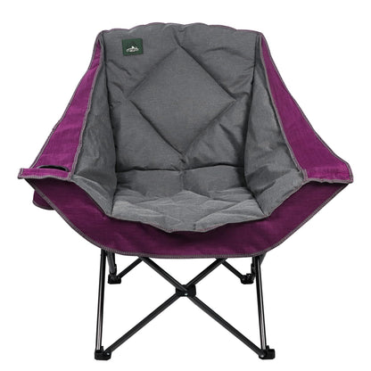 Northroad Oversized Foldable Camping Chair, Outdoor Padded Lawn Chair w/Cup Holder,Carry Bag for Beach, Hiking, and Picnics,Heavy-Duty 300-lbs Capacity, Purple