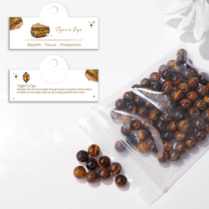 Raicegs 100pcs 8mm Tiger’s Eye Beads Natural Gemstone Beads Round Loose Beads for Jewelry Making DIY Bracelets Necklace