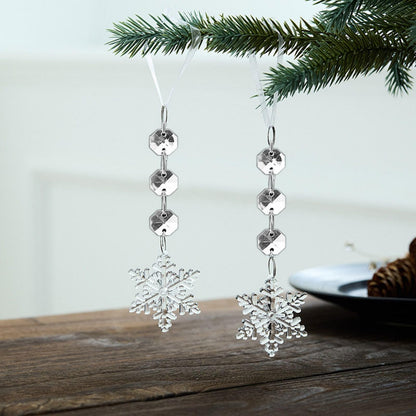 MIAO JIN 20 Pcs Plastic Winter Snowflake Drip Ornaments Xmas Tree Hanging Decorations for Christmas Tree Wedding Birthday Party Home Window Door Decorations (Transparency)