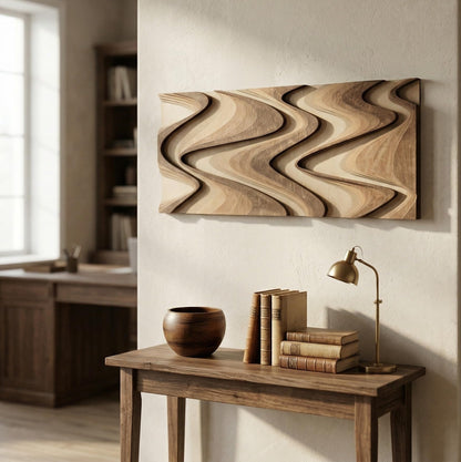 NEODECO Flow - Abstract Layered Wooden Wall Art (Forma, Wood Tones, Medium)