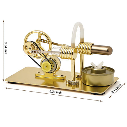 Xnrmevkh Hot Air Stirling Engine Motor Colorful LED Light Sterling Generator Model Golden