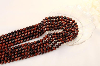 QINJIEJIE 60PCS Red Tiger Eye Beads 8mm Stone Beads Round Loose Gemstone Bead for Bracelet Beading Crystal Jewelry Making DIY Necklace Earrings 0.32"