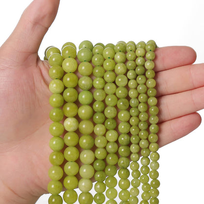 60pcs 6mm Peridot Loose Beads for Jewelry Making, Natural Semi Precious Beads Round Smooth Gemstone Spacer Beads Charms for Necklaces Bracelets