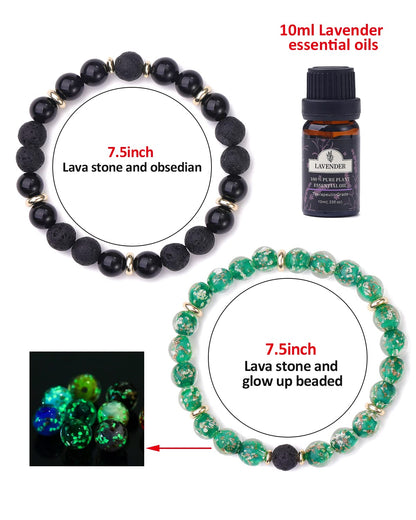 Nifsun 7 Chakra Bracelet Real Crystal Stone Beads Essential Oil Set Yoga Meditation Protection Lava Rock Jewelry Gifts for Women Men (7 Chakra red)