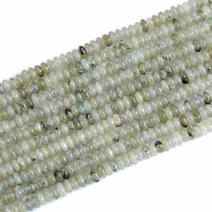 150PCS 2x4mm Natural Gray Labradorite Rondelle Beads Abacus Disk Stone Beads Round Loose Spacer Gemstone Beads for DIY Bracelet Necklace Jewelry Making