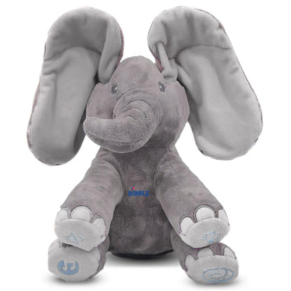 Dimple Emery Peek A Boo Elephant Toy, Interactive Singing Stuffed Elephant Plush with Moving Ears, Musical Stuffed Animal for Babies and Toddlers, Adorable Baby Toy - Adorable Gift for Grandchild