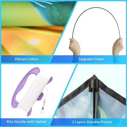 Xida Dragon Kites for Kids Ages 4-8, Kites for Adults, Easy to Fly Kite for Beginners, Boys & Girls, Durable and Quick Assembly, Perfect for Beach, Park, and Family Outdoor Activities