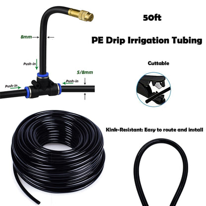DOLANSTO 50ft Drip Irrigation System with 18pcs 360° Adjustable Misting Sprinkler Kit, Garden Watering System for Raised Bed, Greenhouse, Patio, Yard - DIY Plant Mist Sprayer Kit