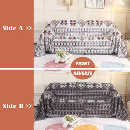 VOPHIA Couch Cover Blanket Boho Sofa Covers Reversible Two-Sided Woven Sofa Slipcovers for Christmas-Washable Thick Soft Throws Cover Blankets for Living Room Home Decor (Maple Leaf, Medium)