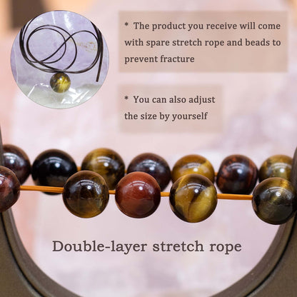 DAZCOLO 8mm Natural Gemstone Stretch Bracelet, Handmade Unisex Crystal Bracelets for Meditation, Yoga, Spiritual Healing & Positive Energy (Multicolor Tiger Eye)