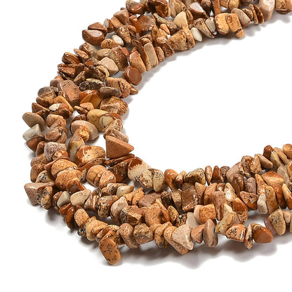 HAAMIIQII 5-8mm Natural Picture Jasper Chips Beads Irregular Chip Stones Loose Gemstone Energy Healing Beads for Jewelry Making Strand 30 Inch