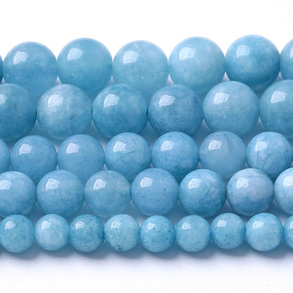 180pcs 4MM Natural Blue Chalcedony Gemstone Beads for Jewelry Making Round Stone Beads DIY Bracelet Necklace 2 Strands 32"