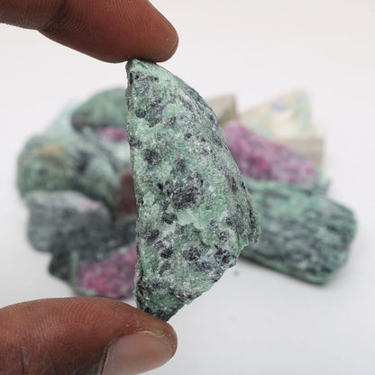 REAL-GEMS Natural Raw Healing Crystals Rough Stones for Tumbling, Cabbing, Polishing, Wire Wrapping, Wicca & Reiki Crystal Healing, Mix Gemstones,7 Chakra (Ruby Zozaite)