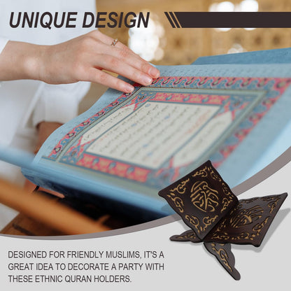 LNQ LUNIQI Foldable Wooden Book Stand Quran Bible Book Holder Muslim Reading Bookshelf Magazine Cookbook Display Holder for Display Reading Prayer Chapel（Black）